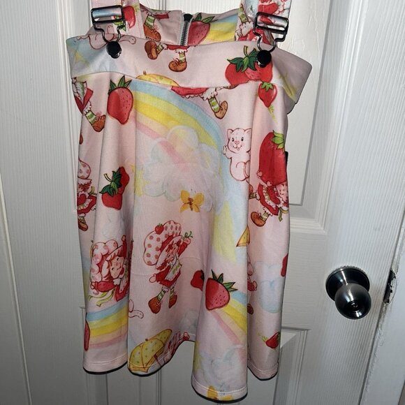 Strawberry Shortcake Suspenders Skater Cartoon Skirt Hot Topic Size Small - Picture 3 of 8